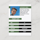 Fußball-Spielerkarte in grellgrün Telefonnummerkarte (Rückseite)