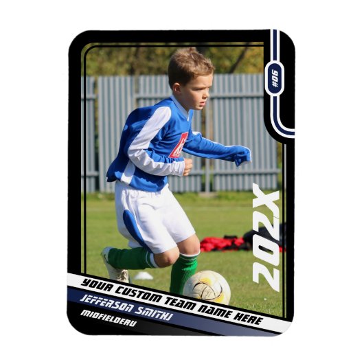 Fußball-Spielerkarte in Schwarz Blau Magnet (Vertikal)