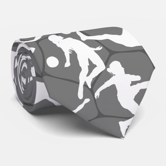 Fußball-Spielmuster.b Grau BG Krawatte (Gerollt)