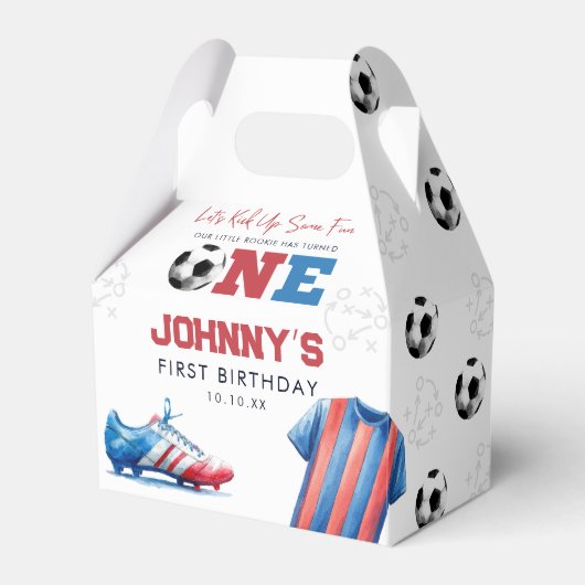 Fußball Sport 1. Geburtstag Geschenkschachtel (Vorderseite)