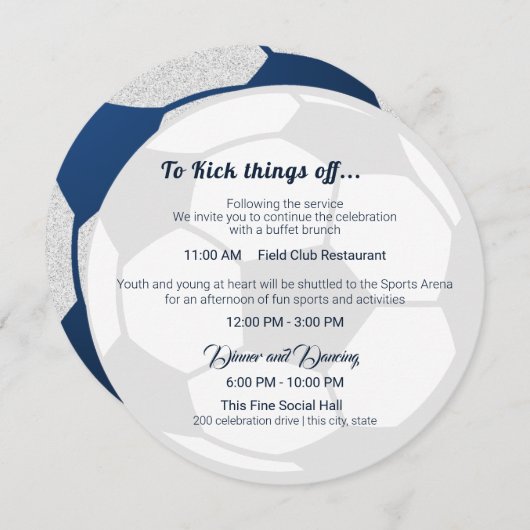 Fußball Sport Bar Mitzvah Details und Informatione Einladung (Vorne/Hinten)