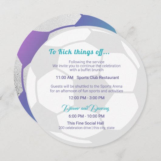 Fußball Sport Bar Mitzvah Details und Informatione Einladung (Vorne/Hinten)