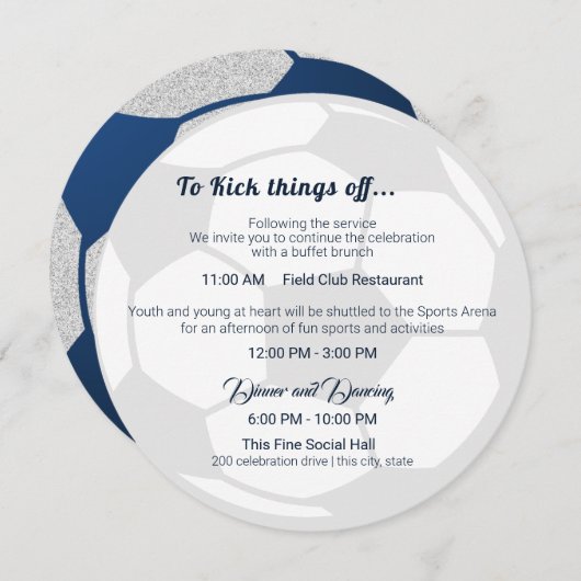 Fußball Sport Bar Mitzvah Details und Informatione Einladung (Vorne/Hinten)