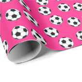 Fußball Sport Geburtstagsparty Pink Geschenkpapier (Rolleneckpunkt)