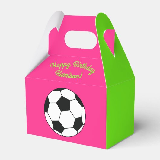 Fußball Sport Geburtstagsparty Pink Geschenkschachtel (Rückseite)