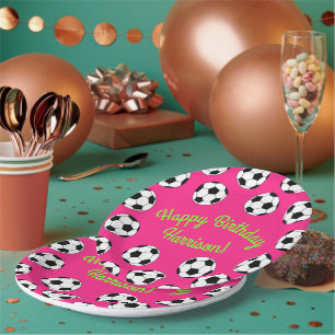 Fußball Sport Geburtstagsparty Pink Pappteller
