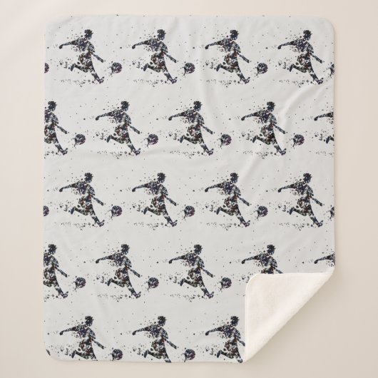 Fußball Sport Grafik Schwarz Grau Sherpadecke (Vorderseite)