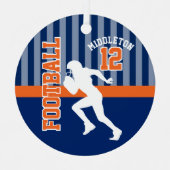 Fußball Sport in Dunkelblau und Orange Ornament Aus Metall (Vorderseite)