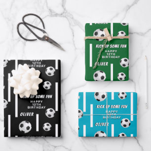 Fußball Sport Kinder Geburtstagsfeier Geschenkpapier Set