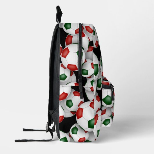 Fußball-Sportlerin Rot-grüne Mannschaftsfarben Bedruckter Rucksack (Links)