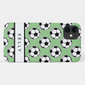Fußball-Sportmuster personalisierter Name Case-Mate iPhone Hülle (Rückseite (Horizontal))