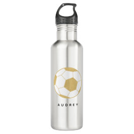 Fußball Sports Individuelle Name Gold Grau Wasserf Edelstahlflasche