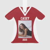 Fußball Sports Jersey Red mit Foto Ornament (Rückseite)