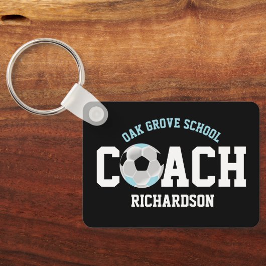 Fußball-Sporttrainer - Blau und Schwarz Schlüsselanhänger (Rückseite)