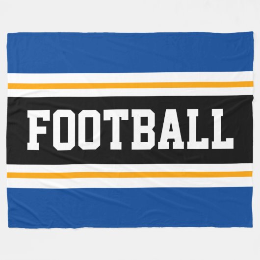 FUSSBALL Sporty Deep Blue Black Yellow Stripes Fleecedecke (Vorderseite (Horizontal))