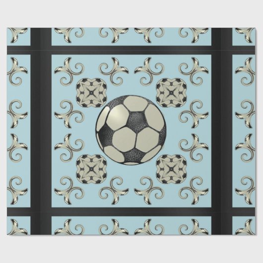 Fußball Sporty Wrapping PaperBaby Blue 2 Geschenkpapier (Flach)