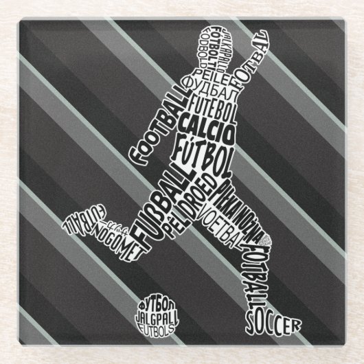 Fußball Sprachen Glas Untersetzer (Vorderseite)