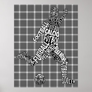 Fußball-Sprachen Typografie Poster