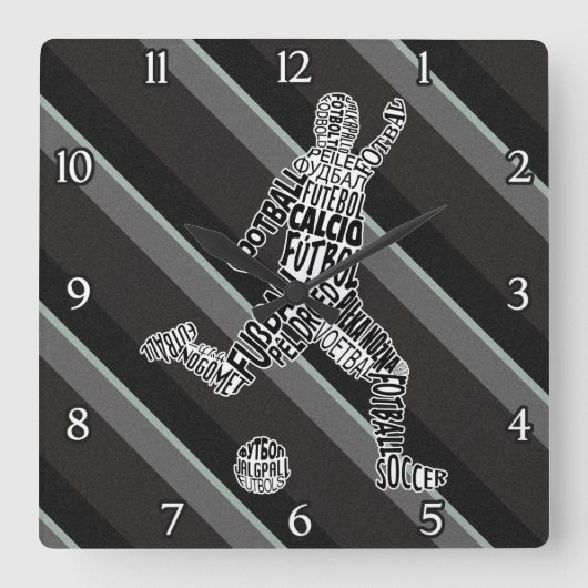 Fußball-Sprachuhr Quadratische Wanduhr (Vorderseite)