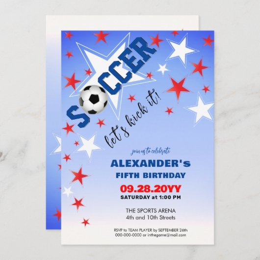 Fußball-Star Geburtstagsparty Ankündigung (Vorne/Hinten)