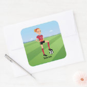 Fußball-Sticker für Mädchen Quadratischer Aufkleber (Umschlag)