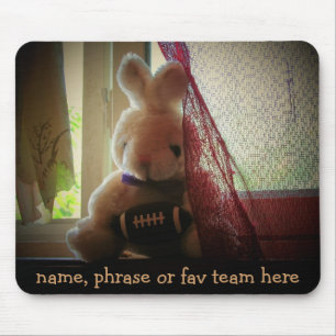 Fußball Stofftier-Hase mit Ihrem Text Mousepad