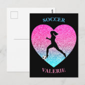 Fußball-Strass-Herz-Postkarte Postkarte (Vorne/Hinten)