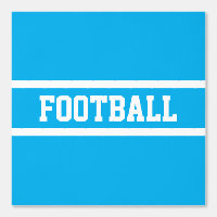 FUSSBALL-Streifen mit weißem Text auf azurblauer F