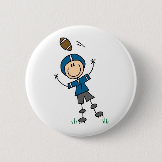 Fußball-Strichmännchen Blau Button (Vorderseite)