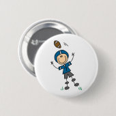 Fußball-Strichmännchen Blau Button (Vorne & Hinten)