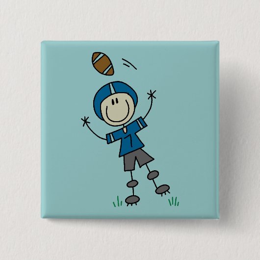 Fußball-Strichmännchen Blau Button (Vorderseite)