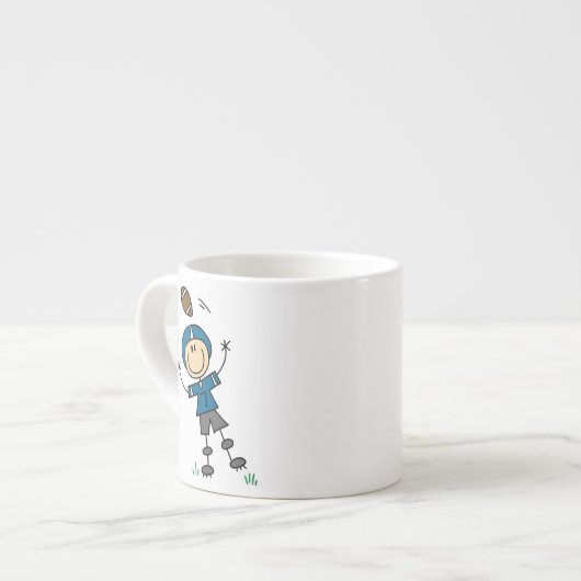 Fußball-Strichmännchen Blau Espressotasse (Vorderseite Links)