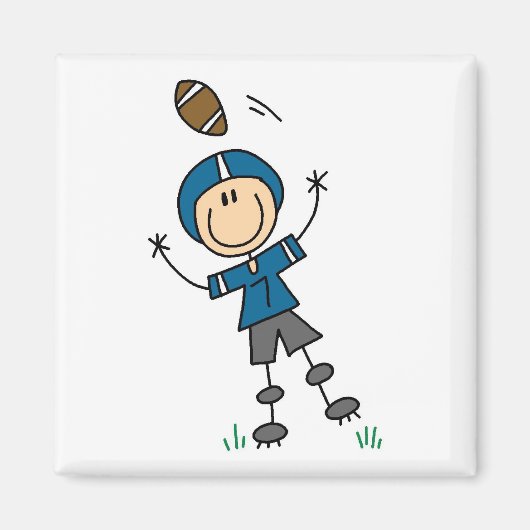 Fußball-Strichmännchen Blau Magnet (Vorne)