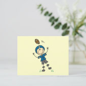 Fußball-Strichmännchen Blau Postkarte (Stehend Vorderseite)