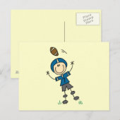 Fußball-Strichmännchen Blau Postkarte (Vorne/Hinten)