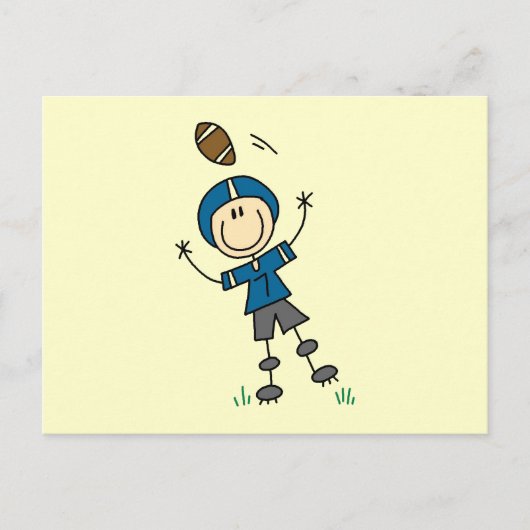Fußball-Strichmännchen Blau Postkarte (Vorderseite)