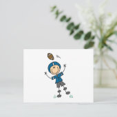 Fußball-Strichmännchen Blau Postkarte (Stehend Vorderseite)