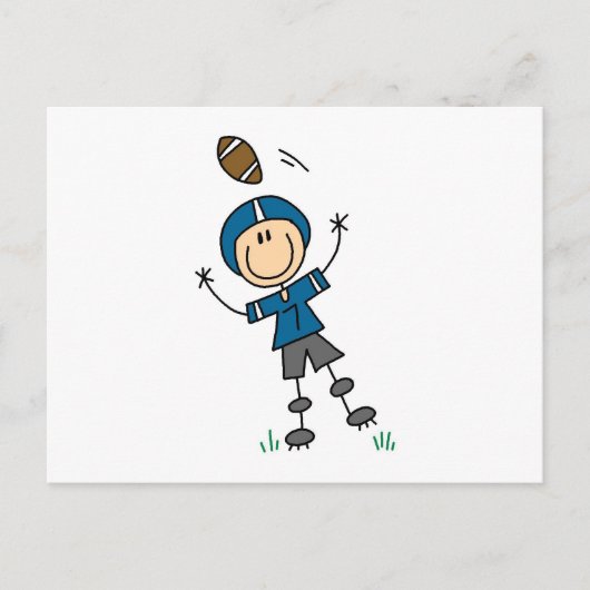 Fußball-Strichmännchen Blau Postkarte (Vorderseite)