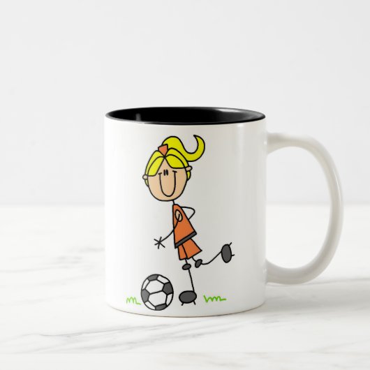 Fußball-Strichmännchen-Tasse Zweifarbige Tasse (Rechts)