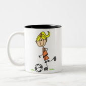 Fußball-Strichmännchen-Tasse Zweifarbige Tasse (Links)