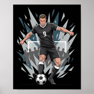 Fußball-Stürmer erzielt das Elfmetertor Comic  Poster