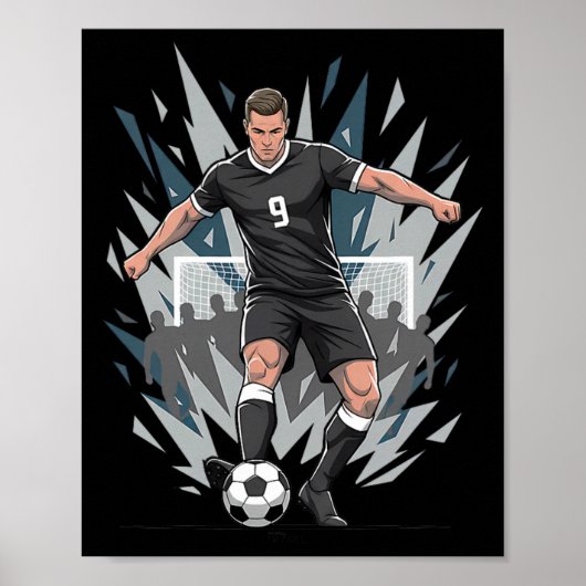 Fußball-Stürmer erzielt das Elfmetertor Comic  Poster (Vorne)