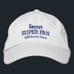 Fußball Super Fan Custom High School Sports Team Bestickte Baseballkappe<br><div class="desc">Unterstützen Sie Ihre Lieblings-Fußballmannschaft mit diesem SUPER FAN Baseballcap. Fügen Sie Ihren High School-, Jugend-, Club- oder Uni-Teamnamen hinzu, um einen einmaligen Hut zu erstellen. (Sie können dies auch auf andere Sportarten umstellen.) Ändern Sie einfach den Text und die Farbe, um den Farben Ihres Teams zu entsprechen. Egal, ob Sie...</div>