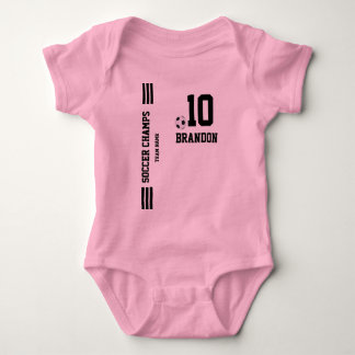 Fußball-T-shir-Schwarz-Baby-personalisiert-Spieler Baby Strampler
