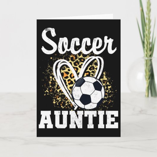Fußball Tante Leopard Herz Karte (Vorderseite)
