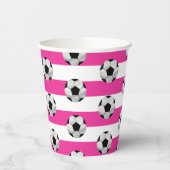 Fußball-Tasse aus rosa und weißem Streifen Pappbecher (Links)