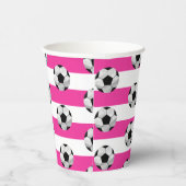 Fußball-Tasse aus rosa und weißem Streifen Pappbecher (Rechts)