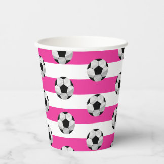 Fußball-Tasse aus rosa und weißem Streifen Pappbecher
