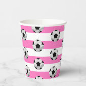 Fußball-Tasse aus rosa und weißem Streifen Pappbecher (Links)