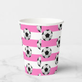 Fußball-Tasse aus rosa und weißem Streifen Pappbecher (Rechts)